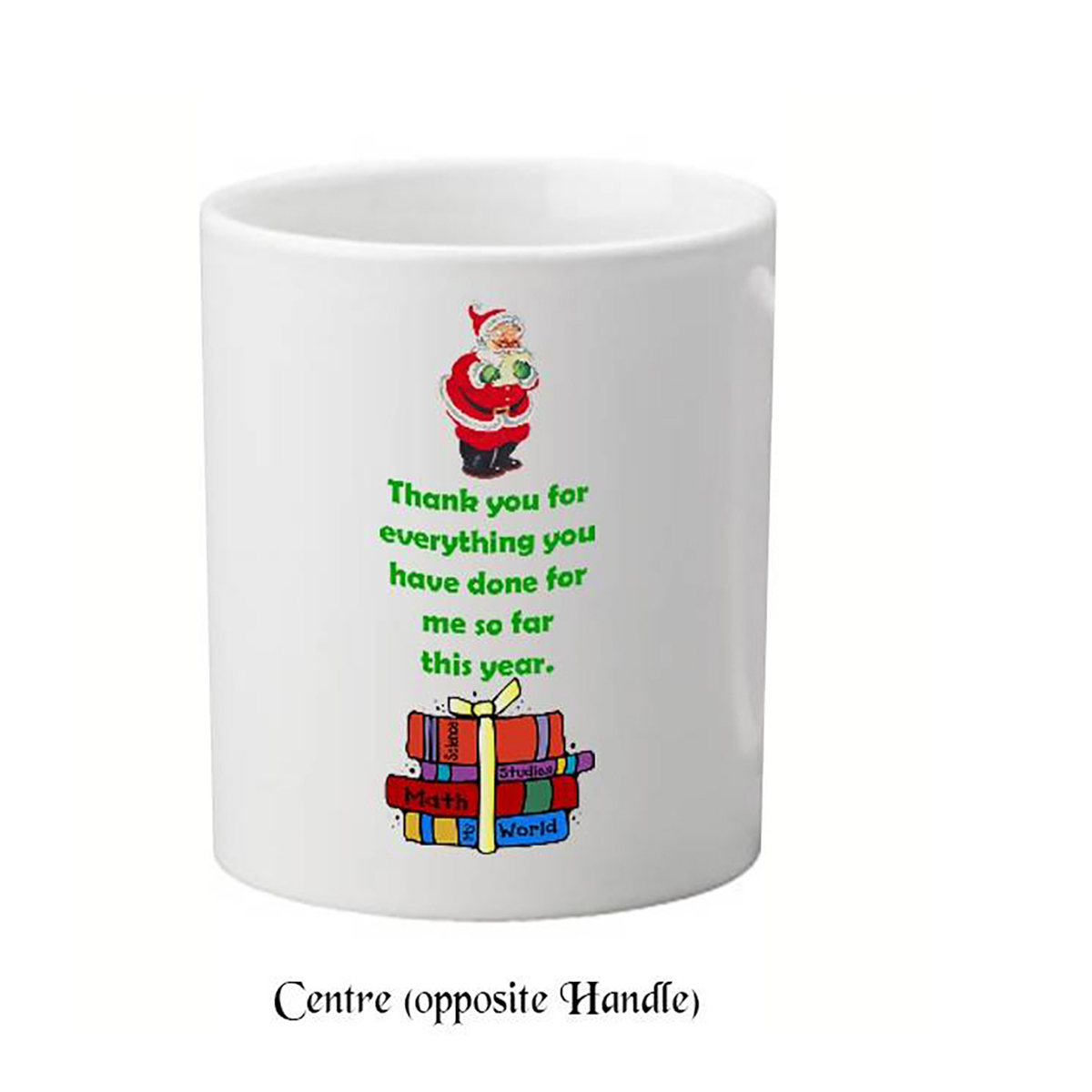 Customised Christmas Teacher Mug Gift - Santa & Books